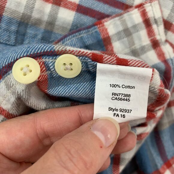 J. Crew Size S Flannel Shirt Button Down Front Blue Plaid Long Sleeve Collared - Picture 7 of 8